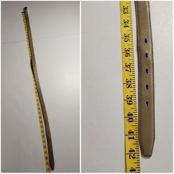 Nino Cerruti Gold Buckle Taupe Leather Belt - Picture 9 of 12